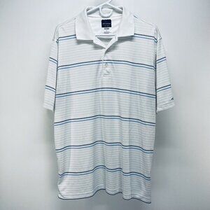 Greg Norman polo Shirt Size L Men's Golf Stripe White Short Sleeve